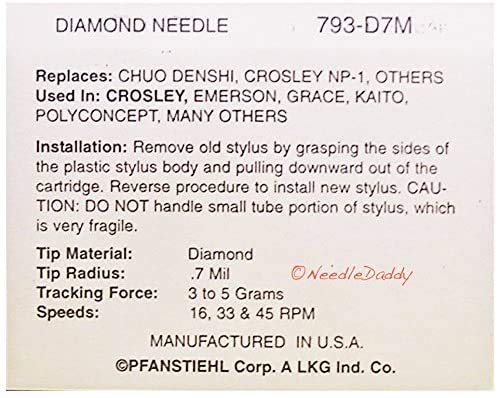 Amazon.com: NEW IN BOX UPGRAGE NEEDLE STYLUS Pfanstiehl 793-D7 793